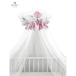 Baldachin mare din tull cu fundă din bumbac, Dimensiune 400x170 cm, MimiNu, Peonie Pink