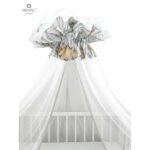 Baldachin mare din tull cu fundă din bumbac, Dimensiune 400x170 cm, MimiNu, Safari Natural