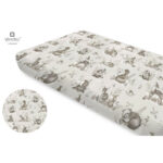 Cearceaf cu elastic, MimiNu, 160 x 80 cm, Calm Forest Bej