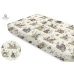 Cearceaf cu elastic, MimiNu, 160 x 80 cm, Calm Forest Natural
