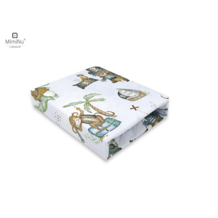 Cearceaf cu elastic, MimiNu, 160x80 cm, Pirates Albastru