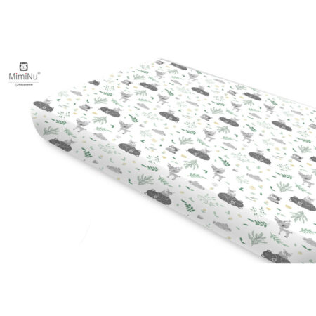 Cearceaf cu elastic, MimiNu, 160 x 80 cm, Forest Friends Mentă