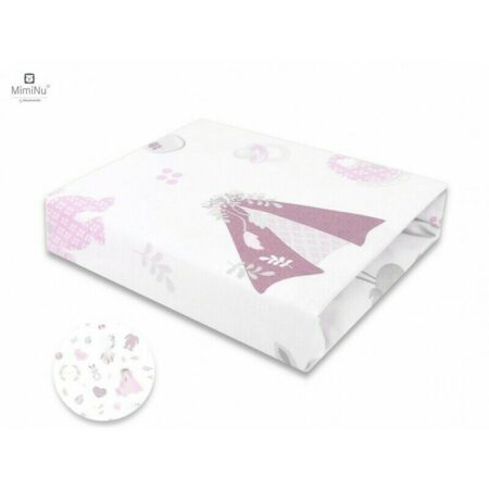 Cearceaf cu elastic, MimiNu, 160x80 cm, Baby Shower Roz