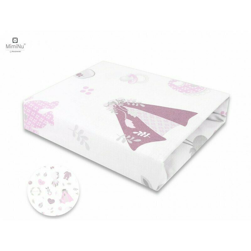 Cearceaf cu elastic, MimiNu, 160x80 cm, Baby Shower Roz
