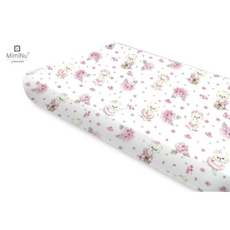 Cearceaf cu elastic, MimiNu, 160x80 cm, Ballerina Roz