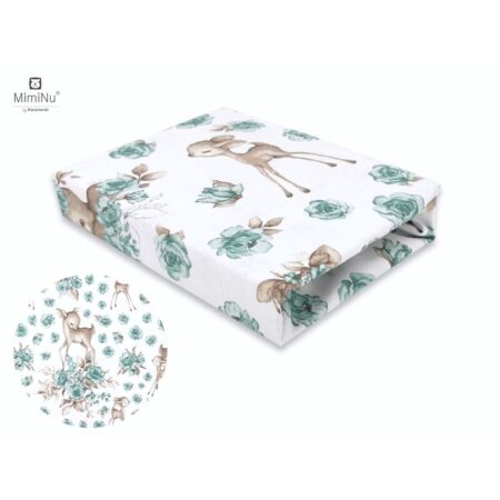 Cearceaf cu elastic, MimiNu, 160x80 cm, Sweet Deer Mentă