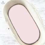 Cearceaf cu elastic, Qmini, Jersey, pentru landou, cărucior și coșulet, 80x35 cm, Roz