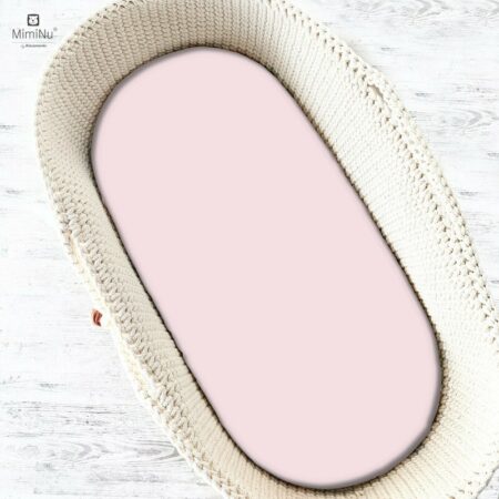 Cearceaf cu elastic, Qmini, Jersey, pentru landou, cărucior și coșulet, 80x35 cm, Roz
