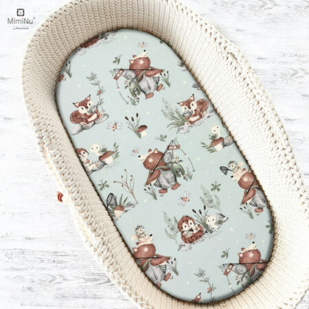 Cearceaf cu elastic, MimiNu, pentru landou, cărucior și coșulet, 80x35 cm, Let's Go Natural