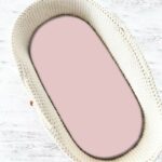 Cearceaf cu elastic, MimiNu, pentru landou, cărucior și coșulet, 80x35 cm, Roz Pudrat