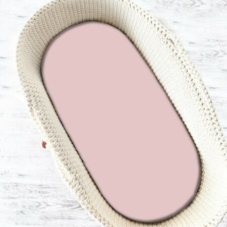 Cearceaf cu elastic, MimiNu, pentru landou, cărucior și coșulet, 80x35 cm, Roz Pudrat