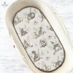 Cearceaf cu elastic, MimiNu, pentru landou, cărucior și coșulet, 80x35 cm, Calm Forest Bej