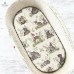 Cearceaf cu elastic, MimiNu, pentru landou, cărucior și coșulet, 80x35 cm, Calm Forest Natural