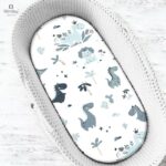 Cearceaf cu elastic, MimiNu, pentru landou, cărucior și coșulet, 80x35 cm, Dino Granat