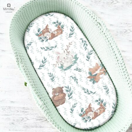 Cearceaf cu elastic, MimiNu, pentru landou, cărucior și coșulet, 80x35 cm, Lulu Natural