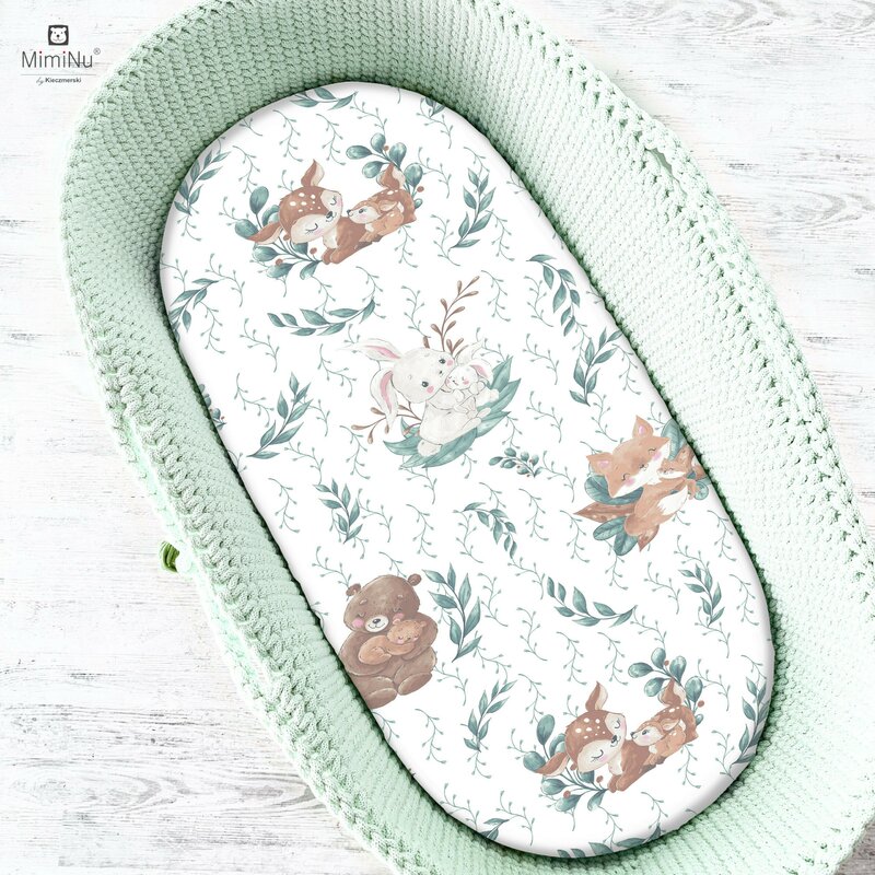 Cearceaf cu elastic, MimiNu, pentru landou, cărucior și coșulet, 80x35 cm, Lulu Natural