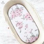 Cearceaf cu elastic, MimiNu, pentru landou, cărucior și coșulet, 80x35 cm, Peonie Roz