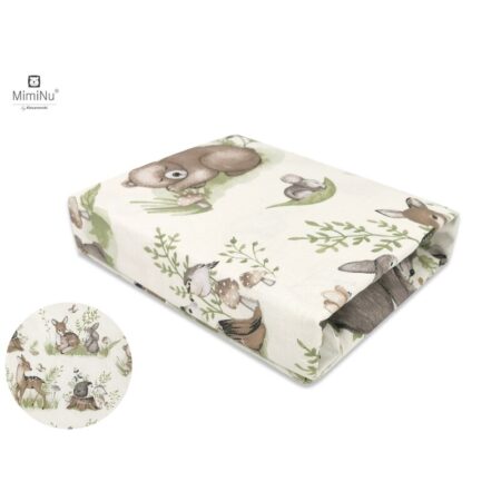 Cearceaf cu elastic, MimiNu, 120 X 60 cm, Calm Forest Natural