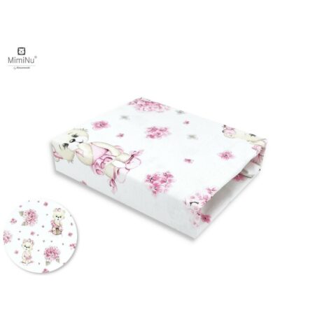 Cearceaf cu elastic, MimiNu, 120 X 60 cm, Ballerina Roz