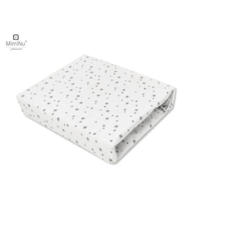 Cearceaf cu elastic, MimiNu, 90 x 40 cm, Mini Stars Gri