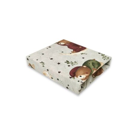 Cearceaf cu elastic, MimiNu, 90x40 cm, Teddy Bear On Moon
