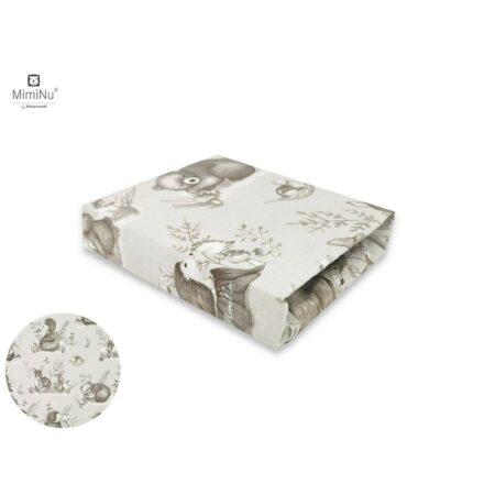 Cearceaf cu elastic, MimiNu, 90 x 40 cm, Calm Forest Bej