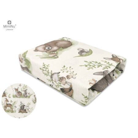 Cearceaf cu elastic, MimiNu, 90 x 40 cm, Calm Forest Natural