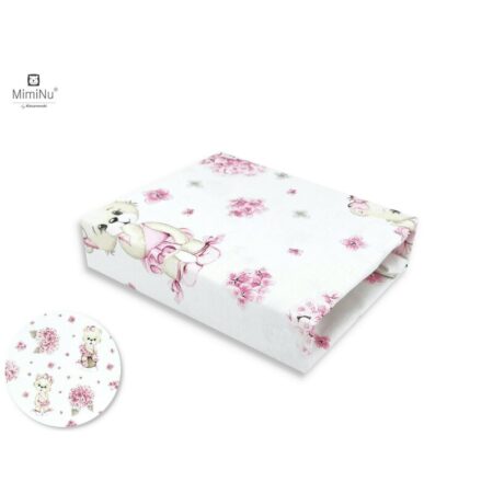 Cearceaf cu elastic, MimiNu, 90 x 40 cm, Ballerina Roz