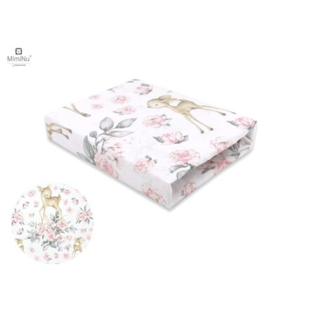 Cearceaf cu elastic, MimiNu, 90 x 40 cm, Sweet Deer Roz 