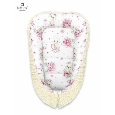 Babynest Coșuleț bebeluș 75x55 cm, MimiNu, Ecru Pink Ballerina