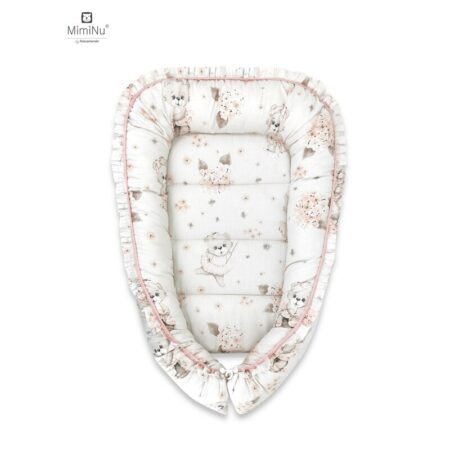 Babynest Coșuleț bebeluș cu volănașe, 75x55 cm, MimiNu, Powdery Pink Ballerina
