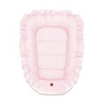 Babynest Coșuleț bebeluș cu volănașe, Catifea, 55 x 75 cm, MimiNu, Roz