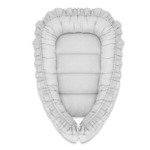 Babynest Coșuleț bebeluș cu volănașe, Bumbac, 55 x 75 cm, MimiNu, Colectia Royal, Grey