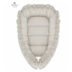 Babynest Coșuleț bebeluș cu volănașe, Bumbac, 55 x 75 cm, MimiNu, Colectia Royal, Beige