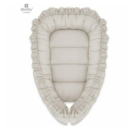 Babynest Coșuleț bebeluș cu volănașe, Bumbac, 55 x 75 cm, MimiNu, Colectia Royal, Beige