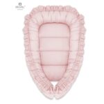 Babynest Coșuleț bebeluș cu volănașe, Bumbac, 55 x 75 cm, MimiNu, Colectia Royal, Powder Pink