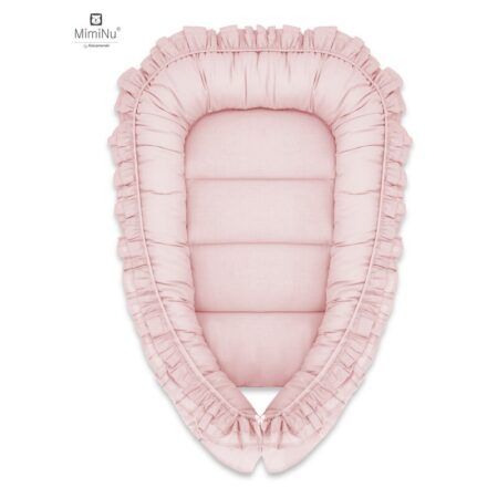 Babynest Coșuleț bebeluș cu volănașe, Bumbac, 55 x 75 cm, MimiNu, Colectia Royal, Powder Pink
