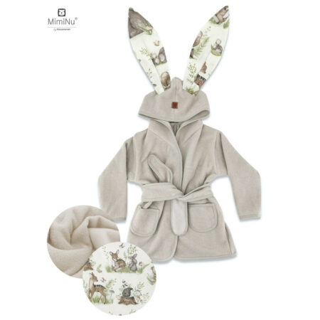 Halat de baie, 2 – 5 ani, Bumbac și thermo fleece, MimiNu, Calm Forest Natural