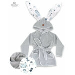 Halat de baie, 2 – 5 ani, Bumbac și thermo fleece, MimiNu, Dino Granat