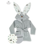 Halat de baie, 2 – 5 ani, Bumbac și thermo fleece, MimiNu, Forest Friends Mint