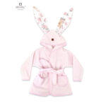 Halat de baie, 5 - 7 ani, Bumbac și thermo fleece, MimiNu, Sweet Deer Pink