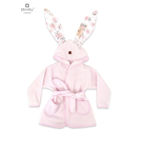 Halat de baie, 5 - 7 ani, Bumbac și thermo fleece, MimiNu, Sweet Deer Pink