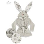 Halat de baie, 6 - 24 luni, Bumbac și thermo fleece, MimiNu, Calm Forest Beige