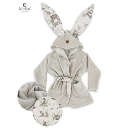 Halat de baie, 6 - 24 luni, Bumbac și thermo fleece, MimiNu, Calm Forest Beige