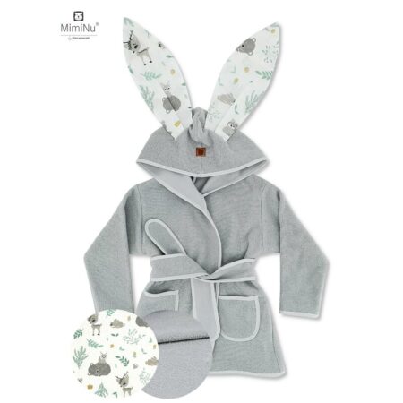 Halat de baie, 6 - 24 luni, Bumbac și thermo fleece, MimiNu, Forest Friends Mint