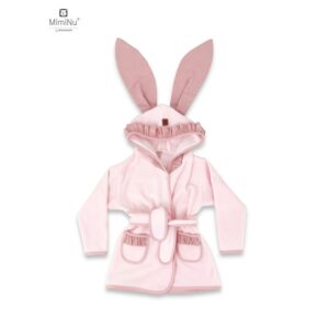 Halat de baie, 6 - 24 luni, Bumbac și thermo fleece, MimiNu, Colecția Royal, Powder Pink