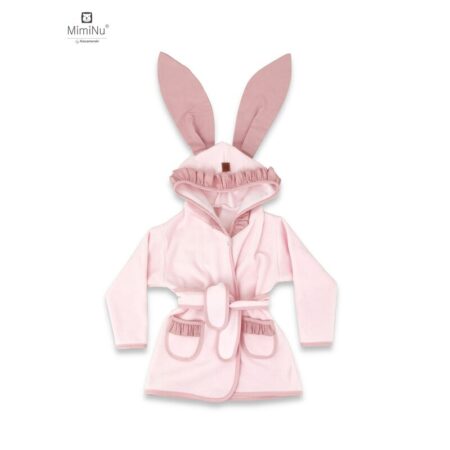Halat de baie, 6 - 24 luni, Bumbac și thermo fleece, MimiNu, Colectia Royal, Powder Pink