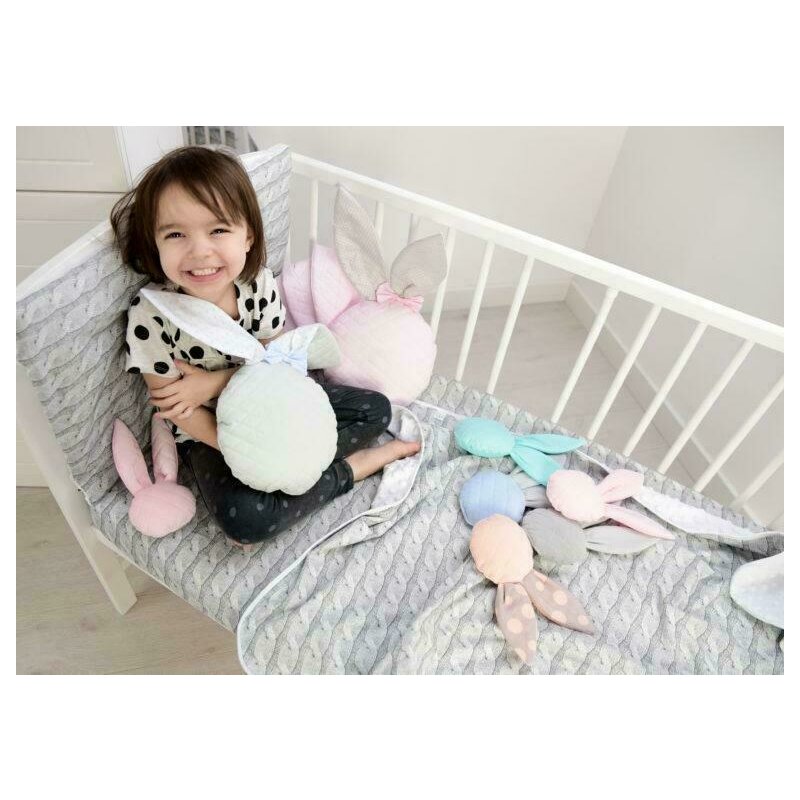 Jucărie zornăitoare, Din catifea matlasată, MimiNu, Mini Bunny, Albastru - Image 3