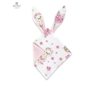 Jucărie textilă senzorială cu 2 fețe, 30 x 30 cm, Catifea și bumbac, Miminu, Pink Ballerina