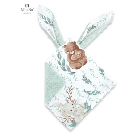 Jucărie textilă senzorială cu 2 fețe, 30 x 30 cm, Minky și bumbac, Minky Lulu Natural